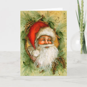 Cartes Pour Fêtes Annuelles Santa with Pinecones