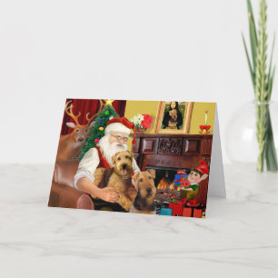 Cartes Pour Fêtes Annuelles Santas Deux Airedales