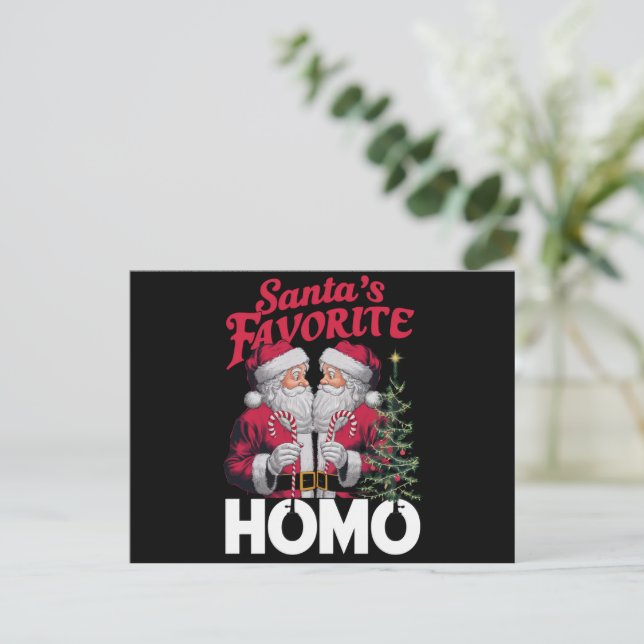 Cartes Pour Fêtes Annuelles Santas Favori Homo Gay Christmas LGBTQ Pride (Debout devant)