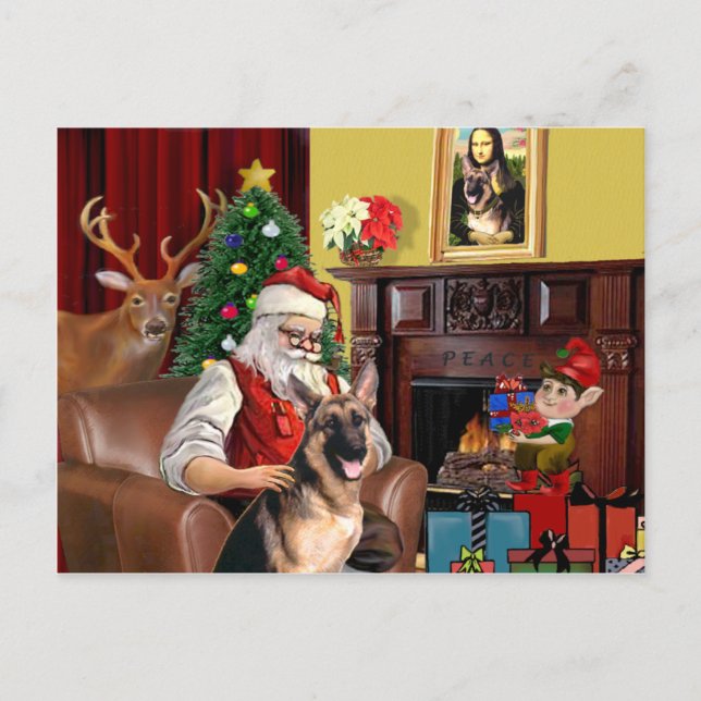 Cartes Pour Fêtes Annuelles Santa's German Shepherd (Devant)
