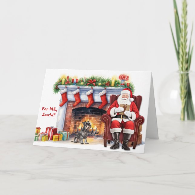 Cartes Pour Fêtes Annuelles Santa's Gift Miniature Schnauzer Dog Christmas (Devant)