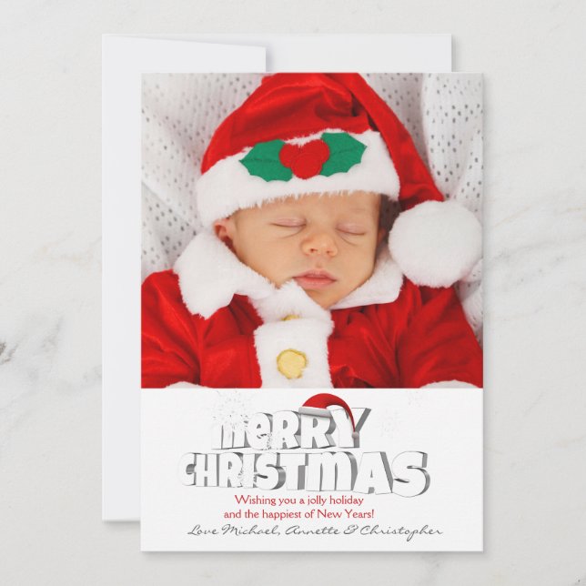 Cartes Pour Fêtes Annuelles Santa's Hat Photo Holiday Card (Devant)