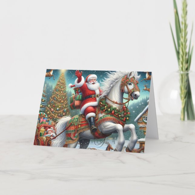 Cartes Pour Fêtes Annuelles Santa's Horse Pulling Sleigh (Devant)