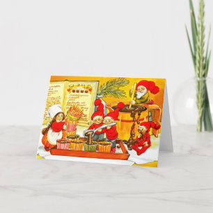 Cartes Pour Fêtes Annuelles Santas petites aides à la fabrication de gâteaux a