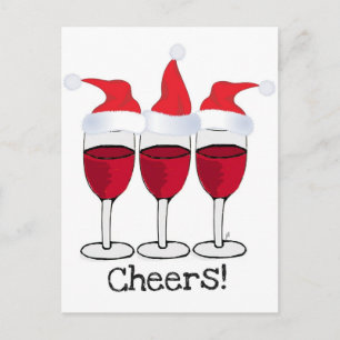 CARTES POUR FÊTES ANNUELLES SANTÉ! VINS ROUGES ET NOËL CASQUETTES IMPRIMER