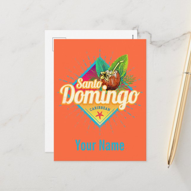 Cartes Pour Fêtes Annuelles Santo Domingo Caraïbes République Dominicaine Retr (Devant/Arrière en situation)