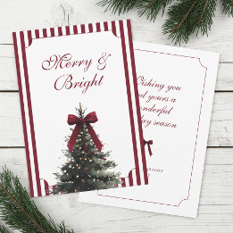 Cartes Pour Fêtes Annuelles Sapin de Noël à l'aquarelle rouge et vert avec un