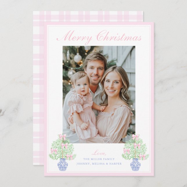 Cartes Pour Fêtes Annuelles Sapin de Noël au pot en grès Grandmillennial (Devant / Derrière)