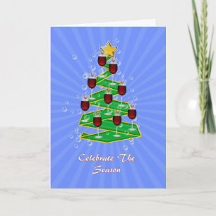 Cartes Pour Fêtes Annuelles Sapin de Noël avec du Vin