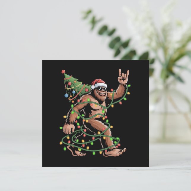 Cartes Pour Fêtes Annuelles Sapin de Noël Bigfoot Lumières de Noël Sasquatch (Debout devant)