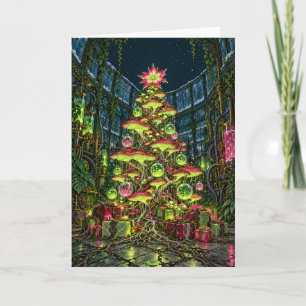 Cartes Pour Fêtes Annuelles Sapin de Noël Biopunk à Champignon Lumineux