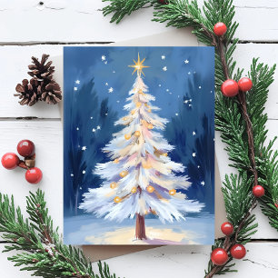 Cartes Pour Fêtes Annuelles Sapin de Noël blanc Hiver Neige