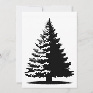 Cartes Pour Fêtes Annuelles Sapin de Noël Blanc & Noir Élégant en Détresse