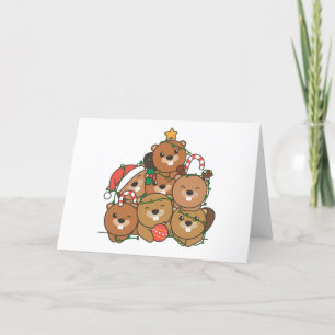 Cartes Pour Fêtes Annuelles Sapin de Noël Castor Drôle Animal Fêtes de Noël
