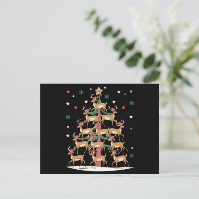 Cartes Pour Fêtes Annuelles Sapin de Noël Cerf Drôle de Vacances Renne Mignon  (Debout devant)