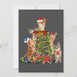 Cartes Pour Fêtes Annuelles Sapin de Noël Chat Noël Sale Chat Maman Chat Papa