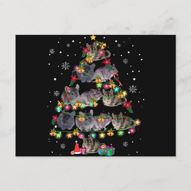 Cartes Pour Fêtes Annuelles Sapin de Noël Chinchilla Amusing Rongeurs Amant Xm (Devant)