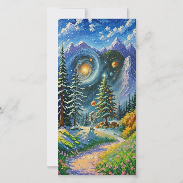 Cartes Pour Fêtes Annuelles Sapin de Noël dans l'espace (Devant)