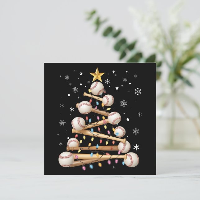 Cartes Pour Fêtes Annuelles Sapin de Noël de baseball Lumière Noël Amateur de  (Debout devant)