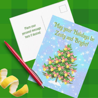 Cartes Pour Fêtes Annuelles Sapin de Noël décoré de citrons Zesty Bright