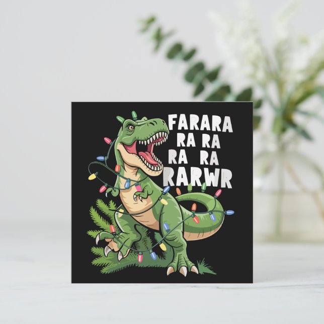 Cartes Pour Fêtes Annuelles Sapin de Noël dinosaure Rex cadeaux de Noël  (Debout devant)