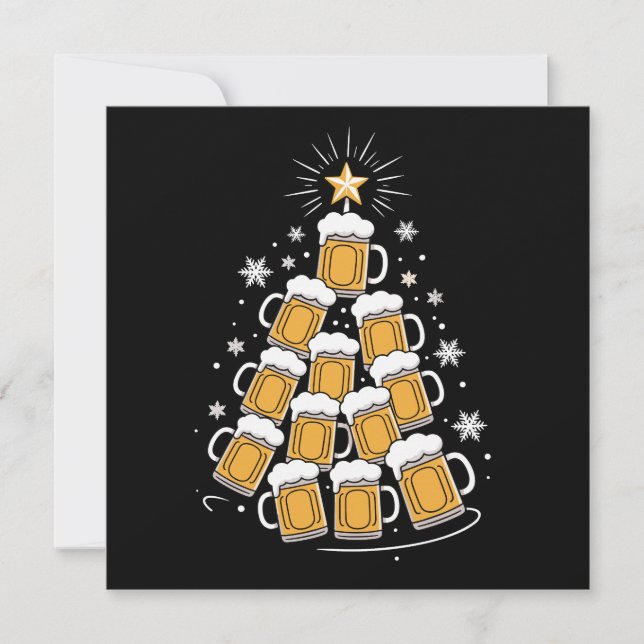 Cartes Pour Fêtes Annuelles Sapin de Noël drôle de bière Fêtes de Boisson (Devant)