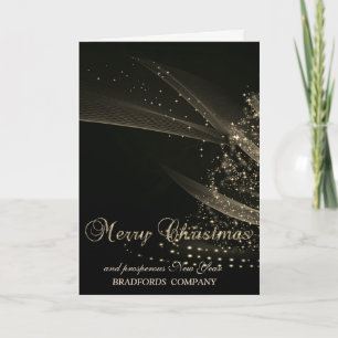 Cartes Pour Fêtes Annuelles Sapin de Noël élégant noir brillant, Société