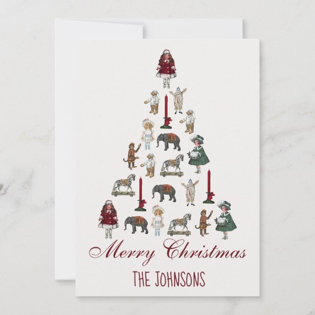 Cartes Pour Fêtes Annuelles Sapin de Noël en jouets anciens (Devant)