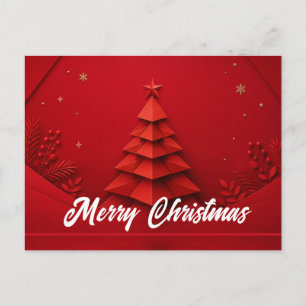 Cartes Pour Fêtes Annuelles Sapin de Noël en papier sur fond rouge