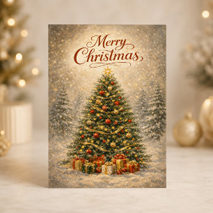 Cartes Pour Fêtes Annuelles Sapin de Noël enneigé classique