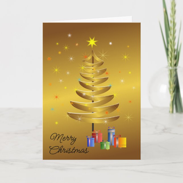 Cartes Pour Fêtes Annuelles Sapin de Noël et cadeaux (Devant)