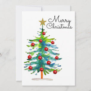 Cartes Pour Fêtes Annuelles Sapin de Noël festif avec ornements rouges
