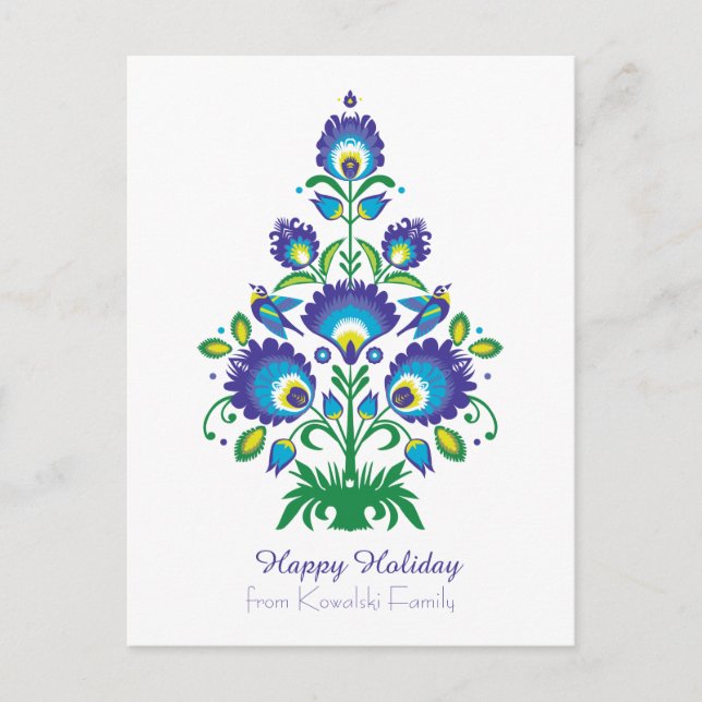 Cartes Pour Fêtes Annuelles 🎄 sapin de Noël - folklore [bleu et vert] (Devant)