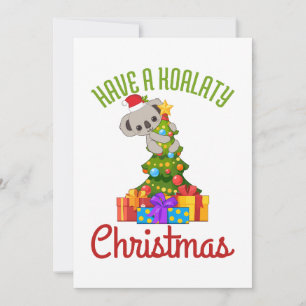 Cartes Pour Fêtes Annuelles Sapin de Noël Koala Calin Pun de Fêtes