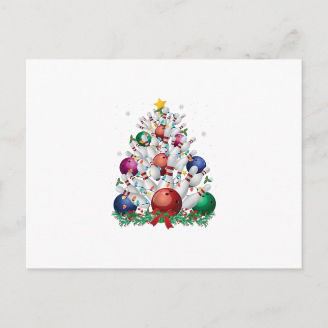 Cartes Pour Fêtes Annuelles sapin de noël lumineux bowling drôle xmas sport am (Devant)