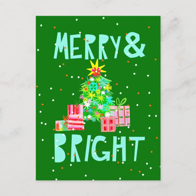 Cartes Pour Fêtes Annuelles Sapin de Noël Merry & Bright (Devant)