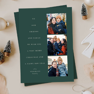 Cartes Pour Fêtes Annuelles Sapin de Noël minimaliste moderne trois photos ver