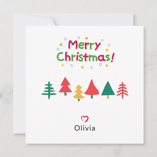 Cartes Pour Fêtes Annuelles Sapin de Noël Moderne Simple (Devant)
