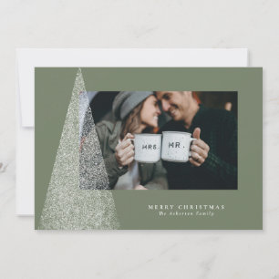 Cartes Pour Fêtes Annuelles Sapin de Noël moderne vert sauge une photo