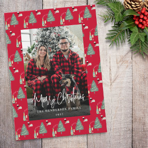 Cartes Pour Fêtes Annuelles Sapin de Noël Musique Vin Fromage Photo personnali