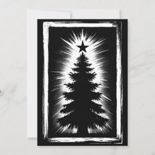 Cartes Pour Fêtes Annuelles Sapin de Noël Noir & Blanc Grunge & Détresse