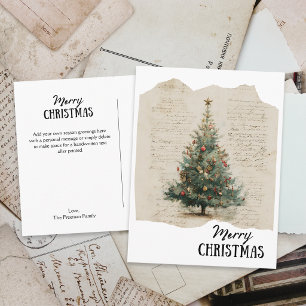 Cartes Pour Fêtes Annuelles Sapin de Noël Nostalgique Journal Vintage