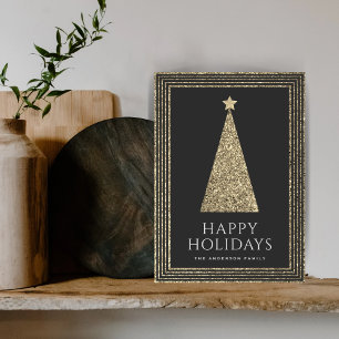 Cartes Pour Fêtes Annuelles Sapin de Noël Paillettes Or Cuivre et Charbon