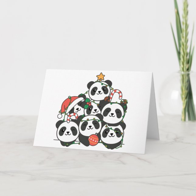 Cartes Pour Fêtes Annuelles Sapin de Noël Panda Drôle Animaux Noël Fêtes (Devant)