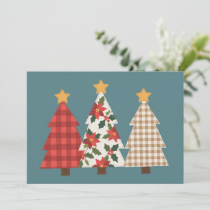 Cartes Pour Fêtes Annuelles Sapin de Noël Patchwork Vintage Écarlate Fêtes