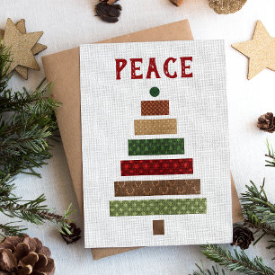 Cartes Pour Fêtes Annuelles Sapin de Noël rustique en toile de jute Paix