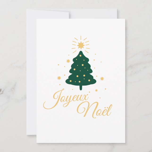 Cartes Pour Fêtes Annuelles Sapin de Noël simple avec texte doré élégant (Devant)