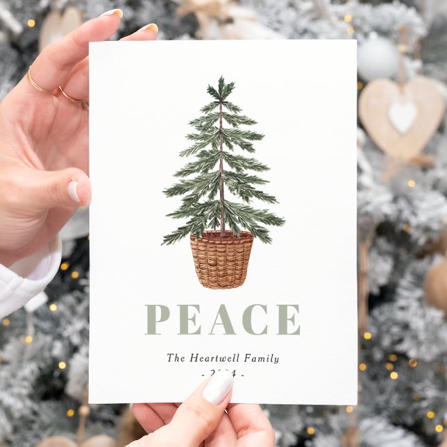 Cartes Pour Fêtes Annuelles Sapin de Noël Simplement Éternel Paix (Créateur téléchargé)