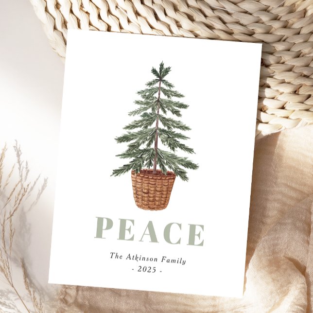 Cartes Pour Fêtes Annuelles Sapin de Noël Simplement Éternel Paix (Créateur téléchargé)