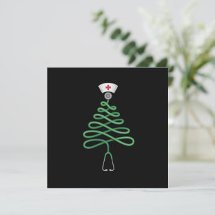 Cartes Pour Fêtes Annuelles Sapin de Noël Stéthoscope Infirmière Tenue de bloc
